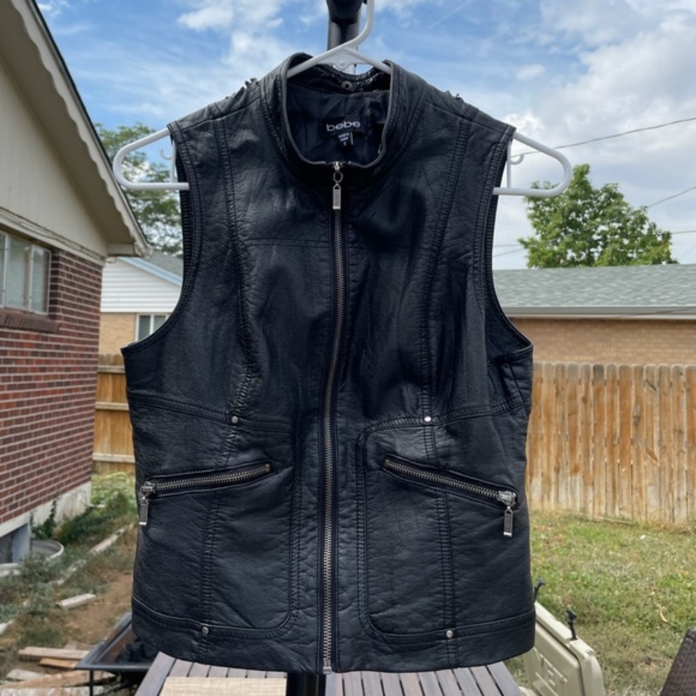 Bebe Black Leather Vest